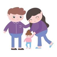 pregnancy and maternity, cute parents with little daughter walking vector