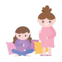 pregnancy and maternity, cute pregnant women cartoon vector