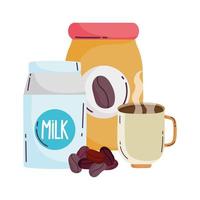 coffee brewing methods, milk box cup jar with seeds vector