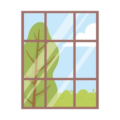 viewed window landscape nature outdoor isolated design white background