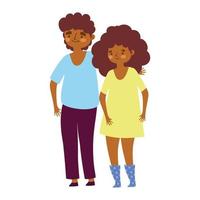 afro american couple together cartoon isolated white background vector