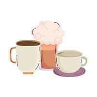 coffee brewing methods, frappe and coffee cups vector