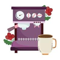 métodos de preparación de café, taza y semillas de la máquina de espresso vector