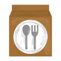 fast delivery service paper bag takeaway food vector