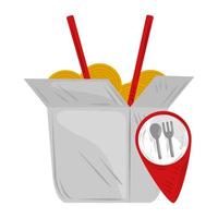 fast delivery service gps navigation pointer chinese food vector