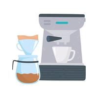 métodos de preparación de café, cafetera espresso francesa y goteo vector