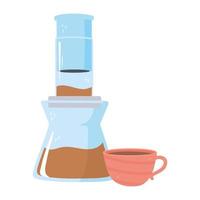 métodos de preparación de café, aeropress y taza de café vector