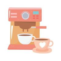 international day of coffee, machine and cups vector