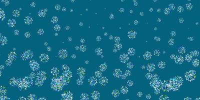 Light blue, green vector texture with bright snowflakes.