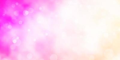 Light Pink vector background with bubbles.