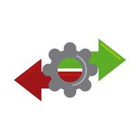 data analysis, gear arrows information flat icon vector