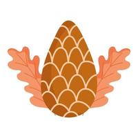 pine cone leaves foliage autumn isolated design white background vector