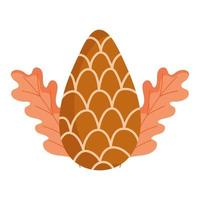 pine cone leaves foliage autumn isolated design white background vector