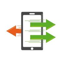 data analysis, smartphone business transfer information flat icon vector