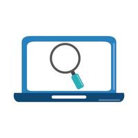 data analysis, laptop magnifier business strategy and investment flat icon vector