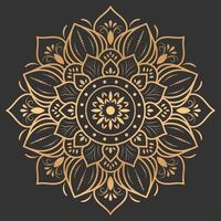 Gold luxury mandala design on black background vector