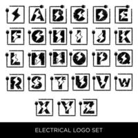 Alphabet electrical logo set  a-z icons vector