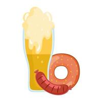 oktoberfest festival, beer sausage and donut food, traditional german celebration vector