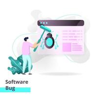 Landing page template of Software Bug vector