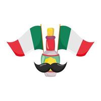 día de la independencia mexicana, botella de tequila con bigote y bandera, celebrado en septiembre vector