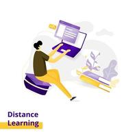 ilustración de la página de destino aprendizaje a distancia vector