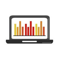 análisis de datos, informe de diagrama de computadora portátil, estrategia comercial e icono plano de inversión vector