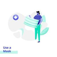 Ilustración de personas que usan una máscara. vector
