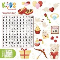 Easy word search crossword puzzle Valentines day