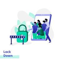 Illustration of Lock Down Place, the concept of people locking themselves on smartphones, perfect for web and mobile app development, advertisements, posters vector