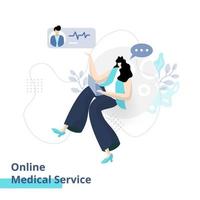 ilustración plana del servicio médico en línea vector