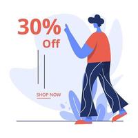 Flat Illustration of 30 Off vector