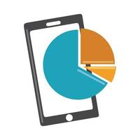 data analysis, smartphone pie chart report digital business strategy and investment flat icon vector