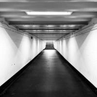 London, UK, 2020 - Grayscale of a hallway with stairs photo