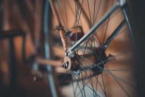 Close-up of a bicycle wheel photo