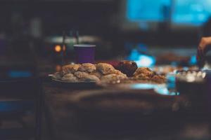 Cooked food on a table photo