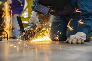 Welder in blue uniform photo