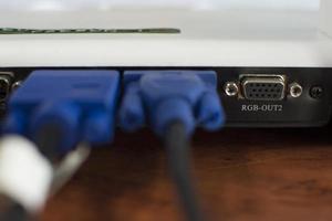 VGA ports used to connect to a computer. photo
