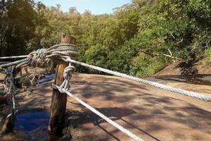 Dangerous Cliff. Rope separating the steep cliff . photo