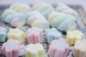 Flower shaped marshmallow candy photo