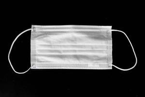 Disposable surgical mask on black background photo