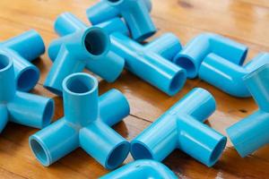 Blue PVC pipe fitting photo