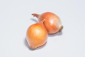 Onions on white background photo