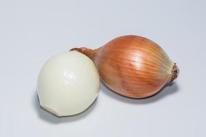 Onions on white background photo