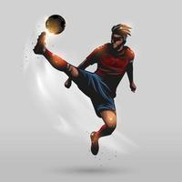 Soccer player kick jumping vector