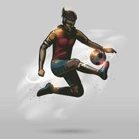 Soccer player kicking a football vector