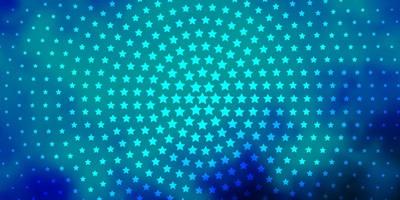 Dark BLUE vector template with neon stars.