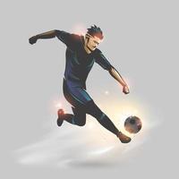 Soccer player kicking a football vector