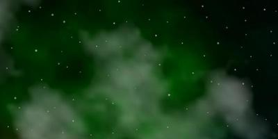 Fondo de vector verde oscuro con estrellas pequeñas y grandes.