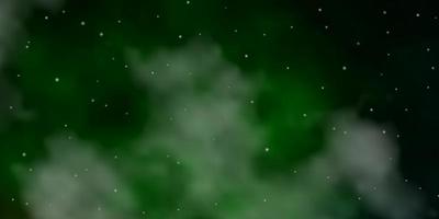 Dark Green vector background with small and big stars.