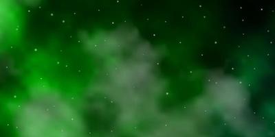 Dark Green vector background with small and big stars.